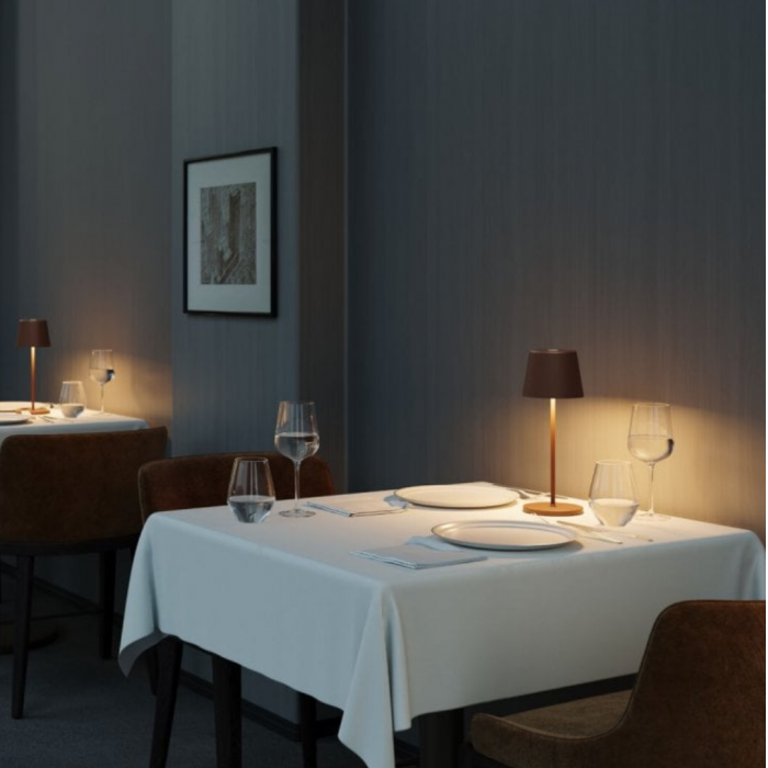Table lamp in a restaurant