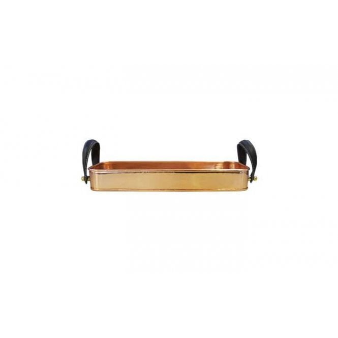 Artis Copper Tray with Leather Look Handles