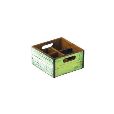 Stackable Green Wooden Box - 4 compartments