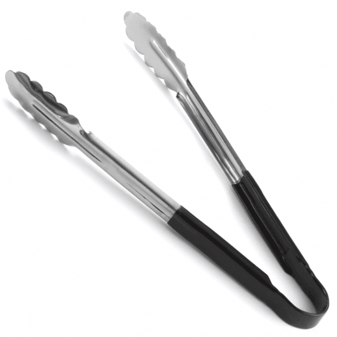 Catering Essentials Black Vinyl Coated Tongs 12