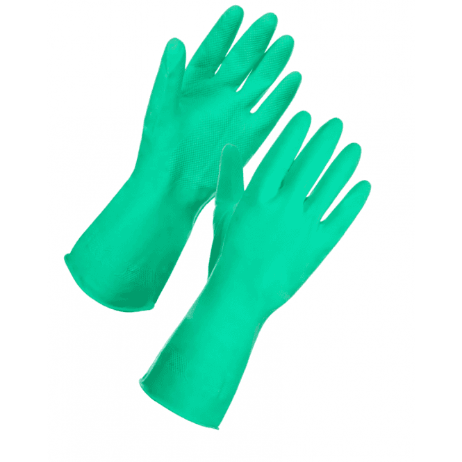 Catering Essentials Green Rubber Gloves - Medium | Pair