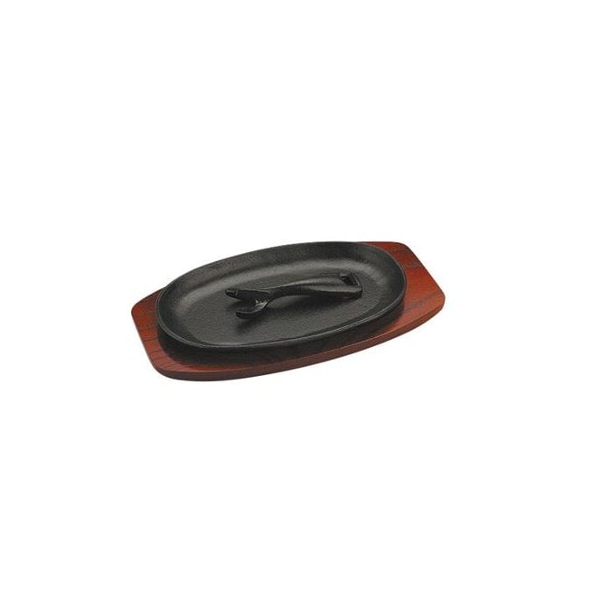 Catering Essentials Oval Sizzle Platter & Wood Base 9x5