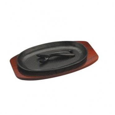 Oval Sizzle Platter & Wood Base 9x5"