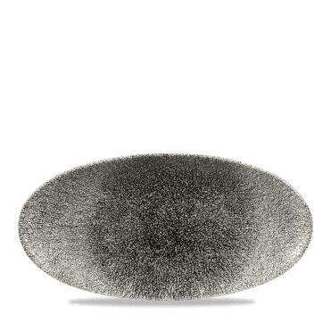 Raku Quartz Black Oval Chefs Plate 11 4/5X5 3/4" | Box of 12