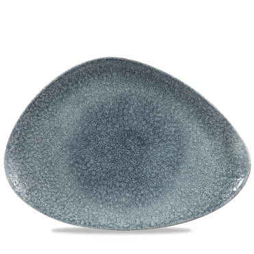 Raku Topaz Blue Triangle Chefs Plate 14X9 3/4" | Box of 6