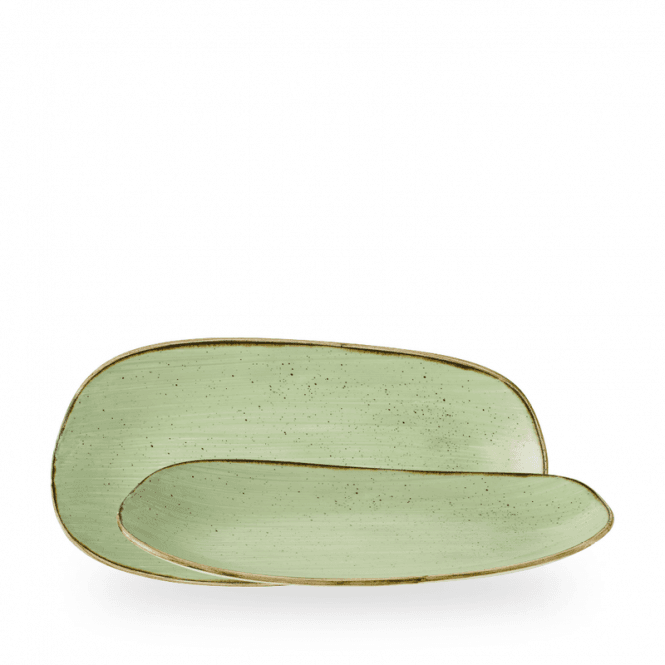 Churchill Stonecast Sage Green Opal Organic Oblong Plate 30X15cm | Box of 12