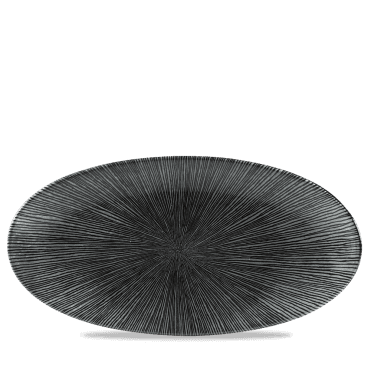 Studio Prints Agano Black Oval Chefs Plate 13 3/4X6 3/4" | Box of 6