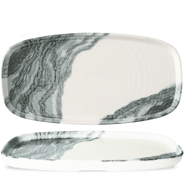 Tide Black Oblong Chefs Plates 12 5/8X7 1/4" | Box of 6