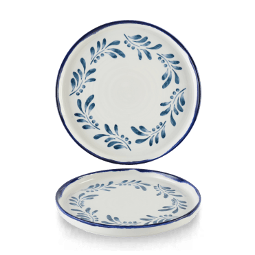 Harvest Mediterranean Blue Round Walled Plate 21cm (Height: 2cm) | Box of 6