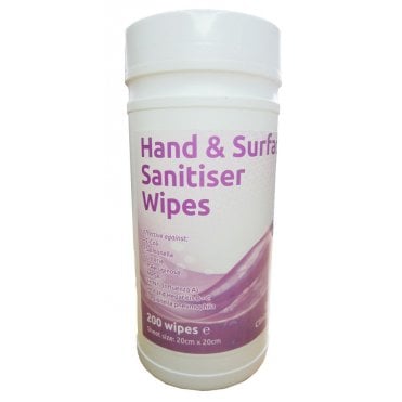 Hand & Surface Sanitiser Wipes | Box of 200