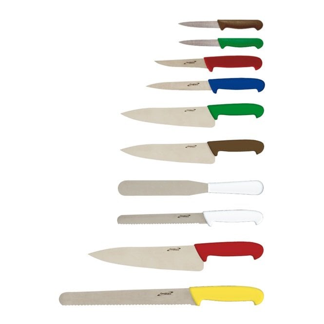 Genware 10 Piece Colour Coded Knife Set + Knife Case