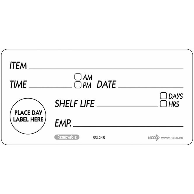 Genware 50 X 100mm Removable Shelf Life Label (500)