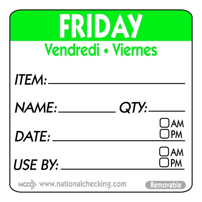 Genware 50mm Friday Removable Day Label (500)