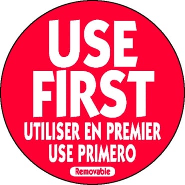 50mm Removable Use First Red Label (500)