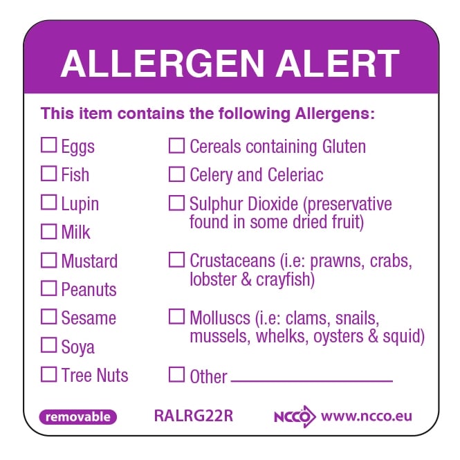 Genware 50X50mm Removable Allergen Label (500)