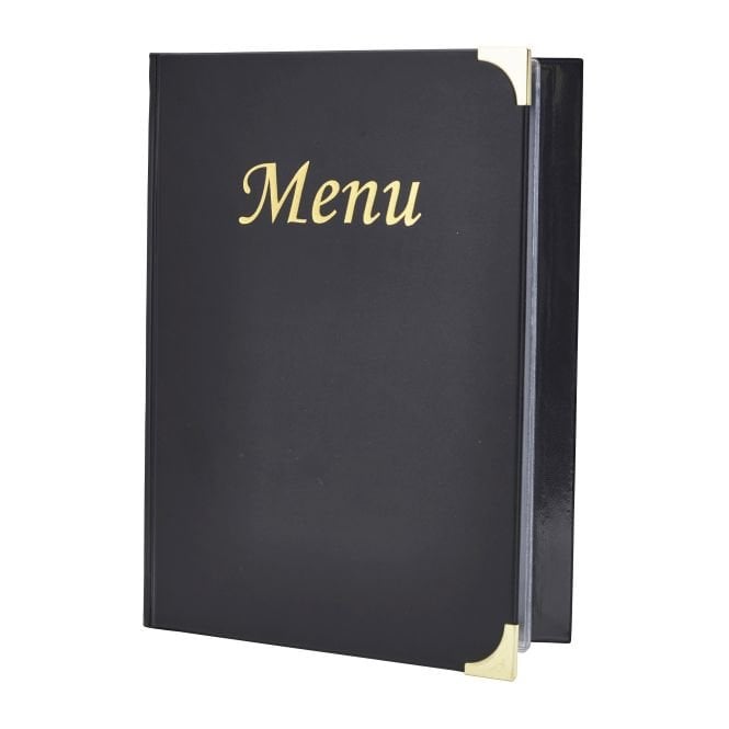Genware A5 Menu Holder Black 8 Pages