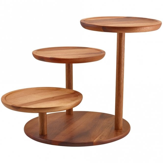 Genware  Acacia Wood 3 Tier Platform Riser