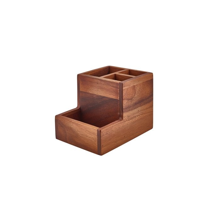 Genware Acacia Wood 4 Compartment Table Caddy