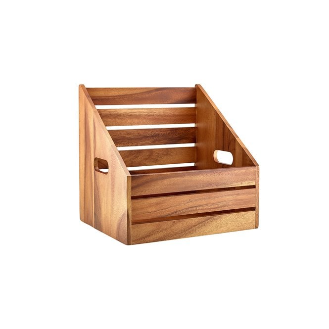 Genware  Acacia Wood Angled Crate GN 1/2