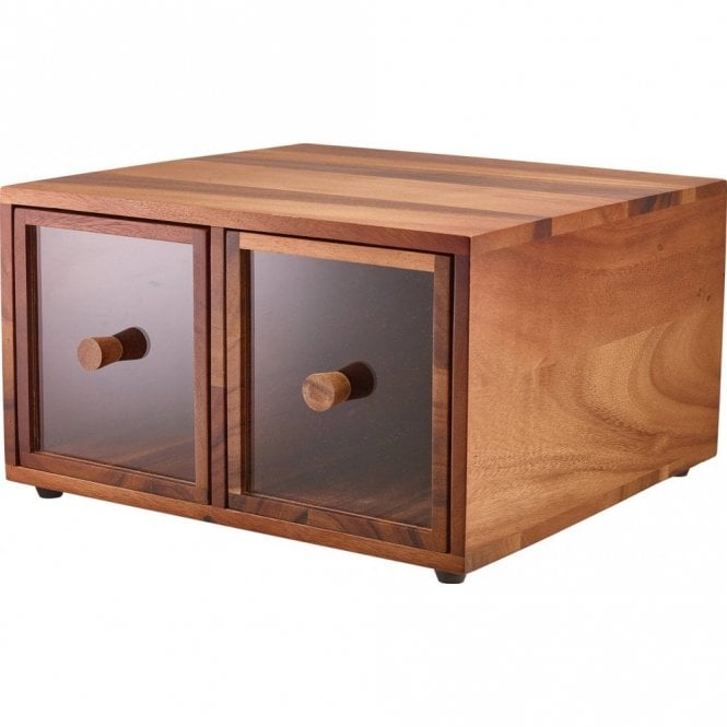 Genware  Acacia Wood Double Bread Box