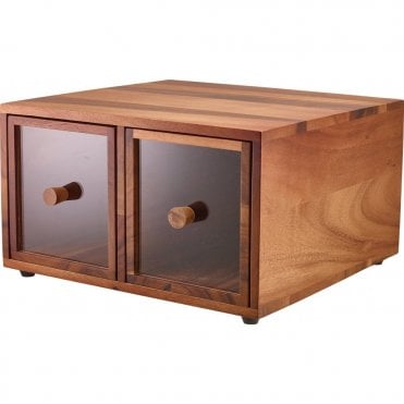GenWare Acacia Wood Double Bread Box