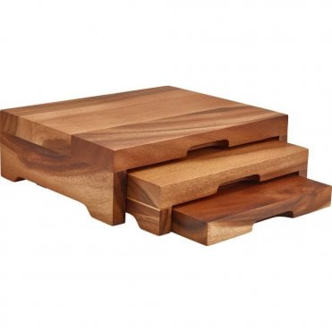 GenWare Acacia Wood Stepped Display Stand GN 1/2