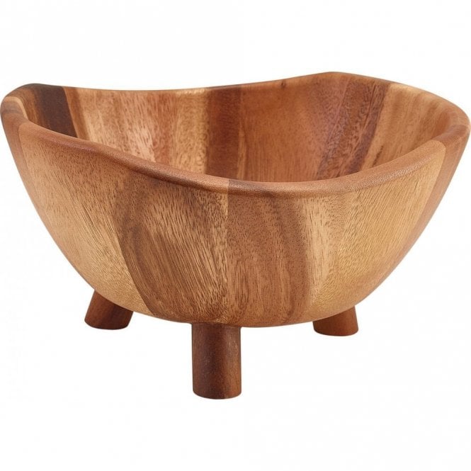 Genware  Acacia Wood Tripod Bowl 25cm