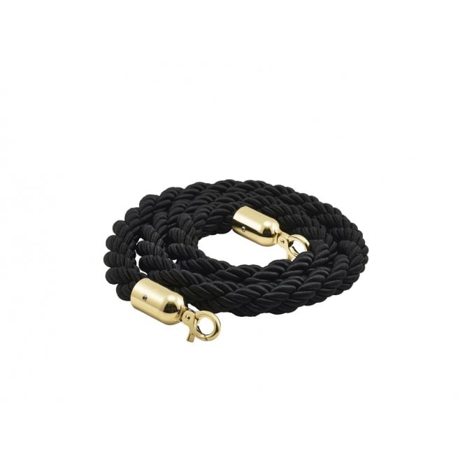 Genware Barrier Rope Black- Brass Plated Ends