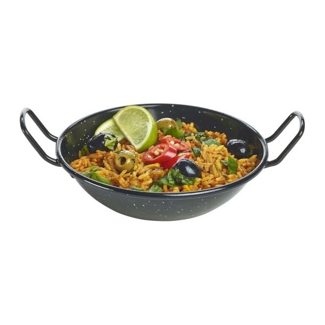 Genware Black Enamel Dish 16cm | Box of 10