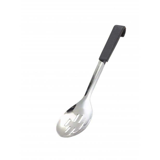 Genware  Black Handled Slotted Serving Spoon 34cm