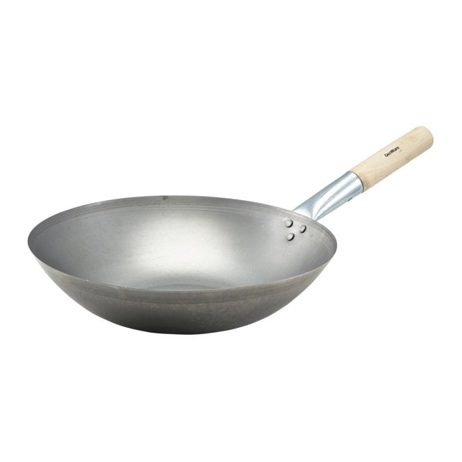 Genware Black Iron Wok Flat Base 14