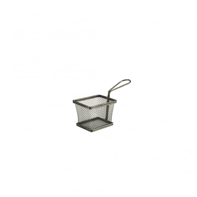 Genware Black Serving Fry Basket Rectangular 10 x 8 x 7.5cm | Box of 6