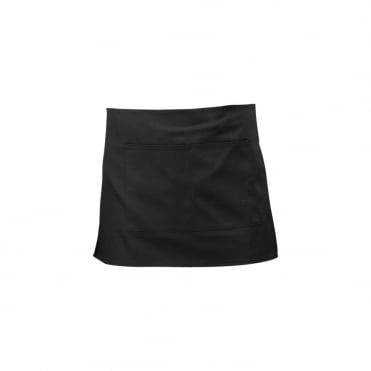 Black Short Apron W/ Split Pocket 70cm x 37cm