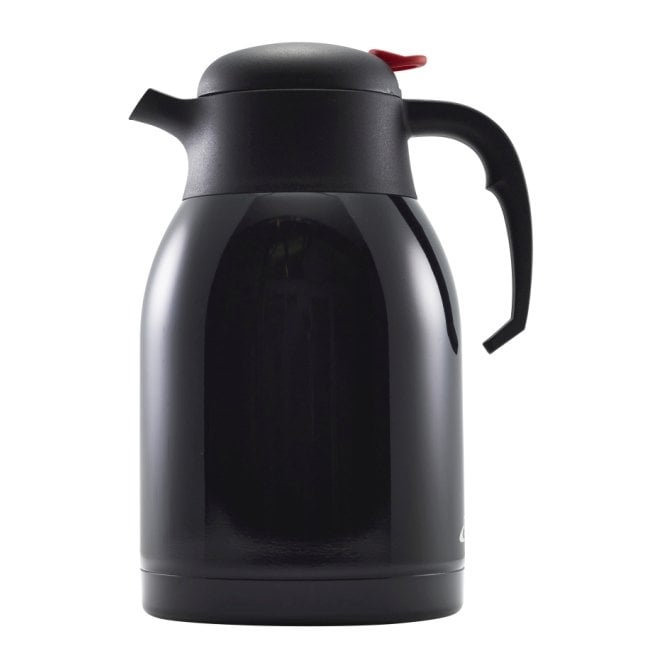 Genware Black St/St Vacuum Push Button Jug 2L