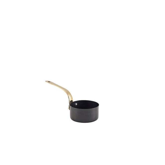 Genware  Black Vintage Steel Mini Sauce Pan 7 x 3.75cm | Box of 6