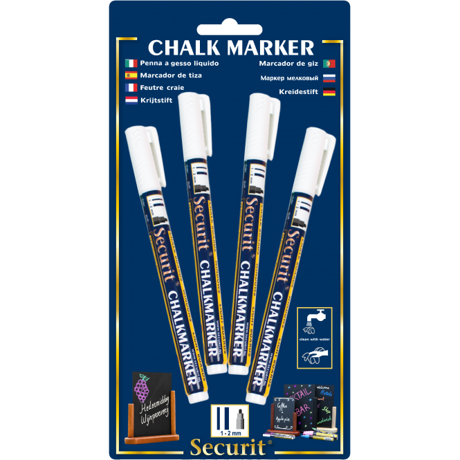 Genware Chalkmarkers 4 Pack White Small