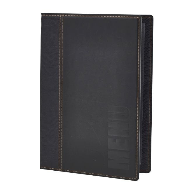 Genware Contemporary A5 Menu Holder Black 4 Pages