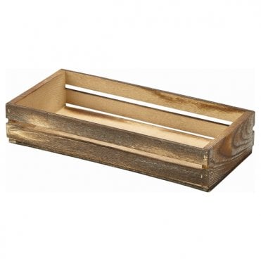 Genware Dark Rustic Wooden Crate 25 x 12 x 5cm