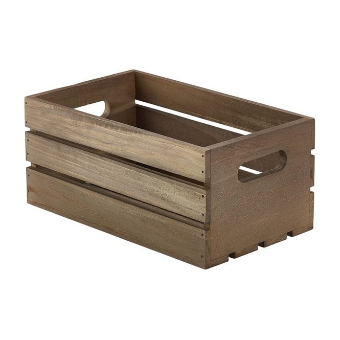 Genware  Dark Rustic Wooden Crate 27 x 16 x 12cm