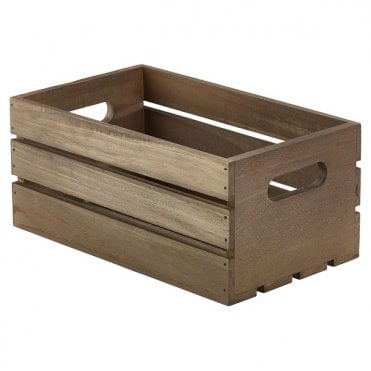 Genware Dark Rustic Wooden Crate 27 x 16 x 12cm