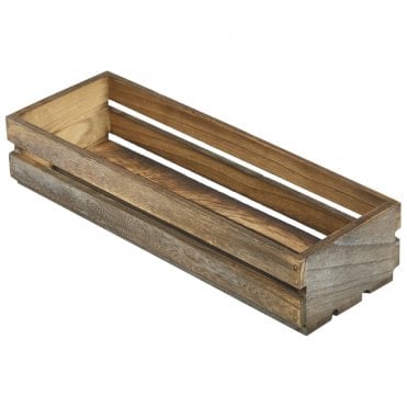 Genware Dark Rustic Wooden Crate 34 x 12 x 7cm