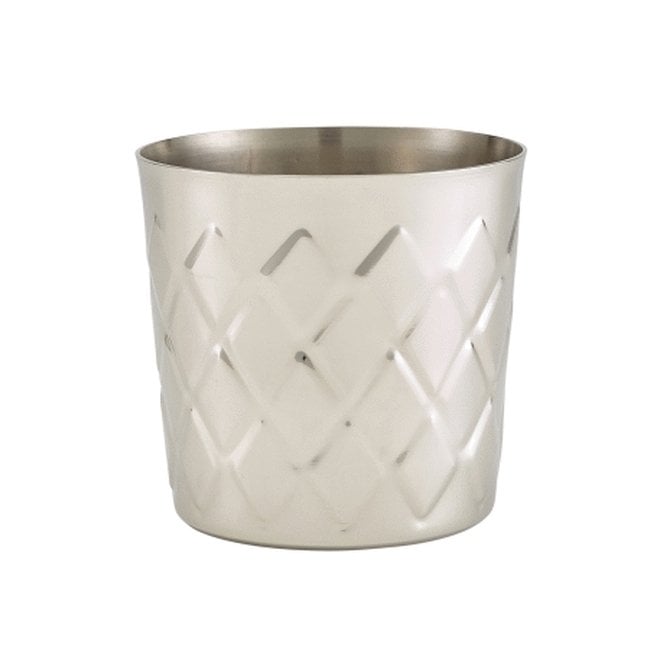 Genware Diamond Pattern Stainless Steel Serving Cup 8.5 x 8.5cm | Box of 12