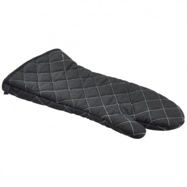 Flame Retardant 17" Black Oven Mitt (Pair)