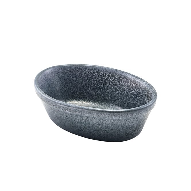 Genware Forge Graphite Stoneware Oval Pie Dish 16cm | Box of 6