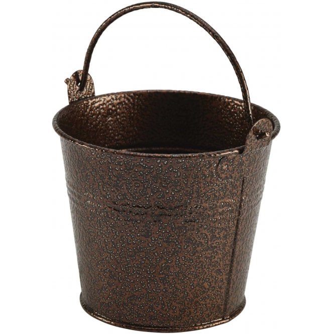 Genware Galvanised Steel Hammered Serving Bucket 10cm Dia Copper | Box of 12