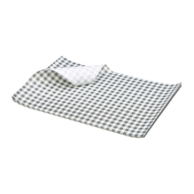 Genware Greaseproof Paper Black Gingham Print 25 x 20cm