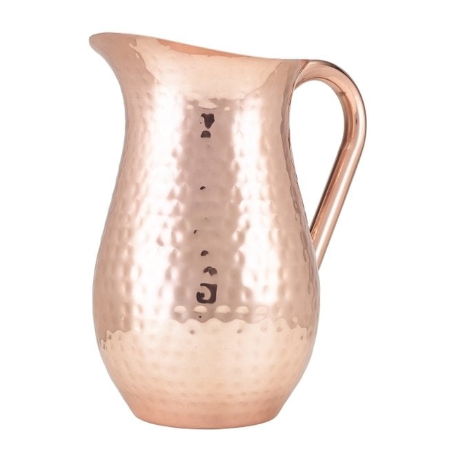 Genware  Hammered Copper Plated Water Jug 2L/ 67.6oz