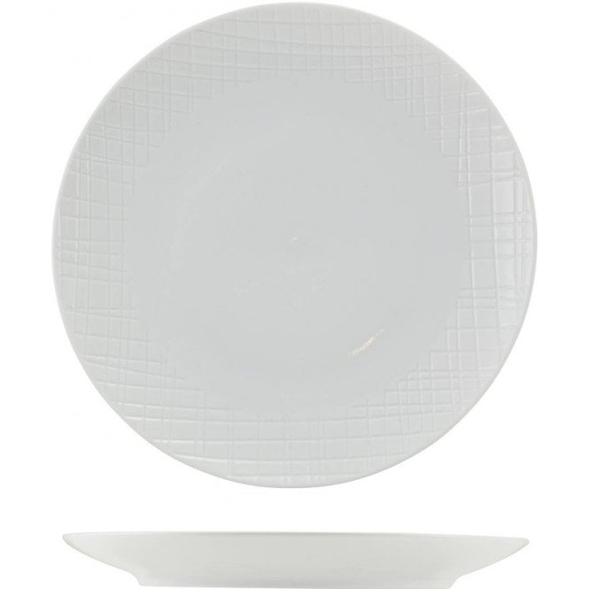 Genware Incise Porcelain Lavara Coupe Plate 20cm | Box of 6