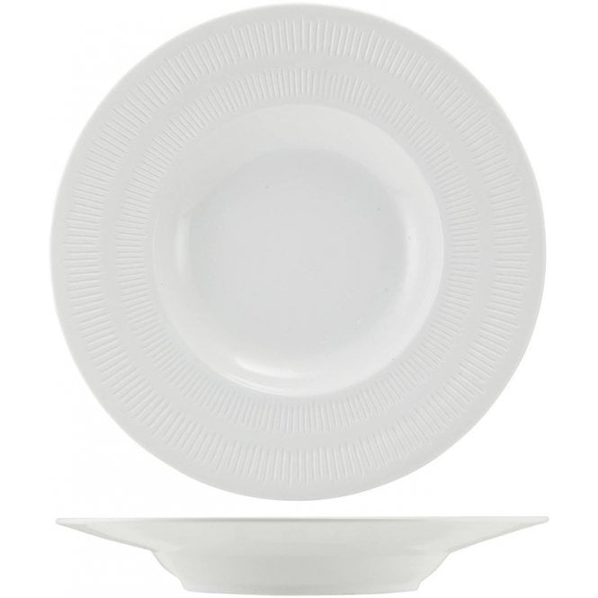 Genware Incise Porcelain Solara Winged Soup Bowl 24cm | Box of 4