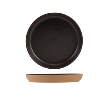 Kava Black Stoneware Ribbed Plate 20cm | Box of 6